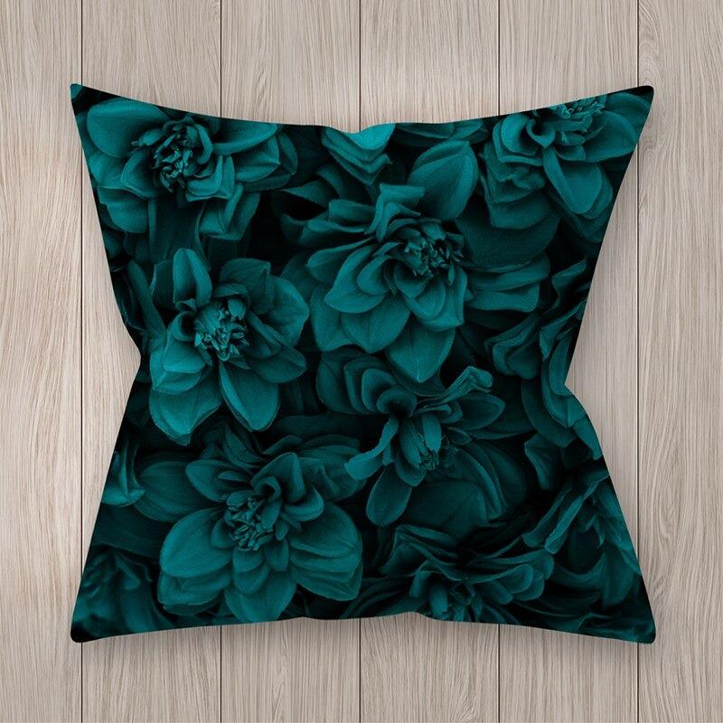 Green Floral Decorative Pillow Cover