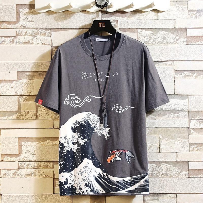Grey Men's Japanese Koi Tee