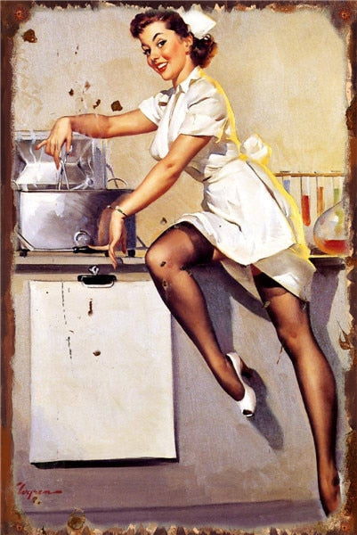 Vintage Fryer Metal Pin-Up Poster