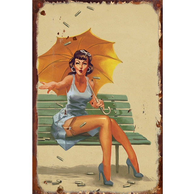 Vintage Drizzle Metal Pin-Up Poster