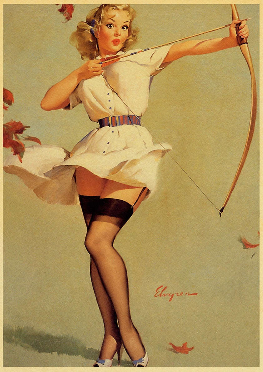Vintage Archery Paper Pin-Up Poster