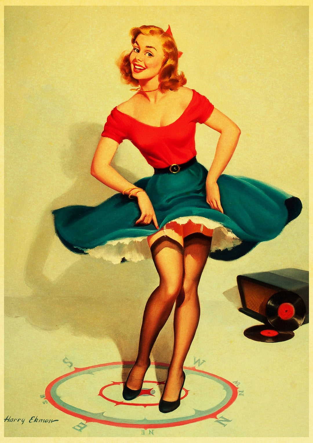 Vintage Compass Paper Pin-Up Poster