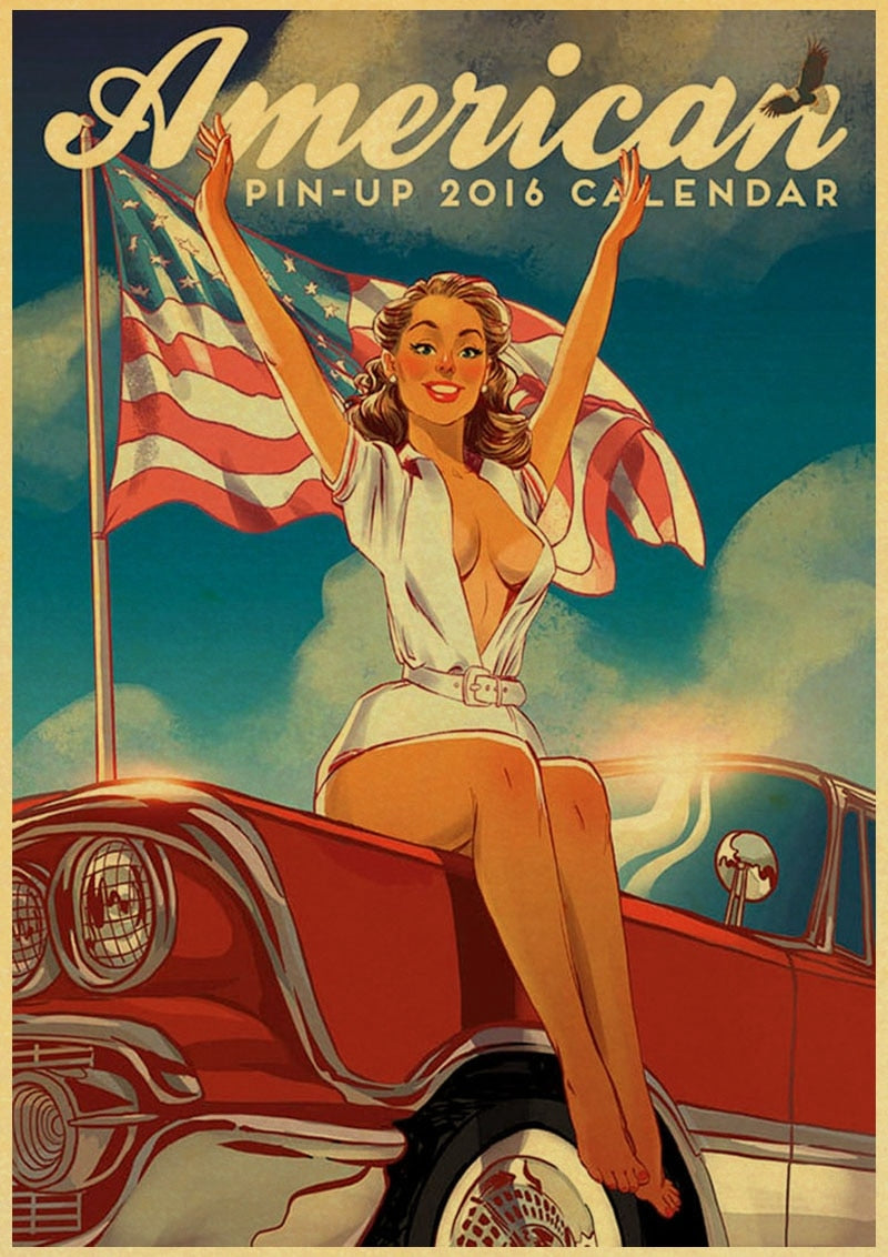 Throwback Calendar Paper Pin-Up Poster