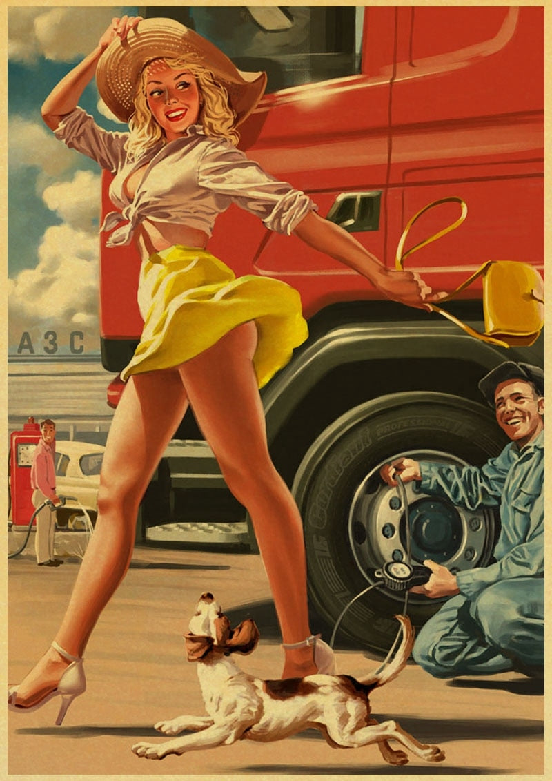 Vintage Fuel Depot Paper Pin-Up Poster