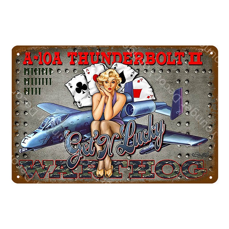 Vintage A-10A Metal Pin-Up Poster