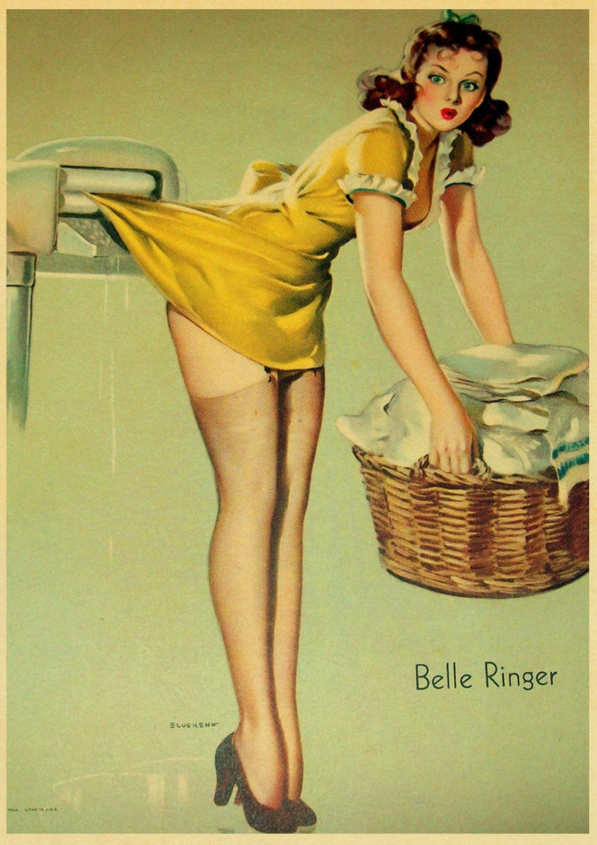 Vintage Caught Paper Pin-Up Poster