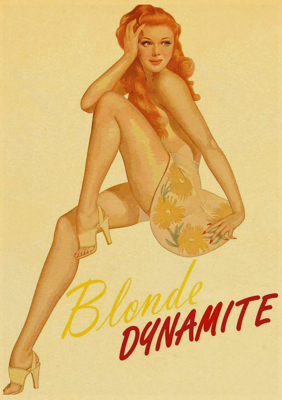 Vintage Blonde Dynamite Paper Pin-Up Poster