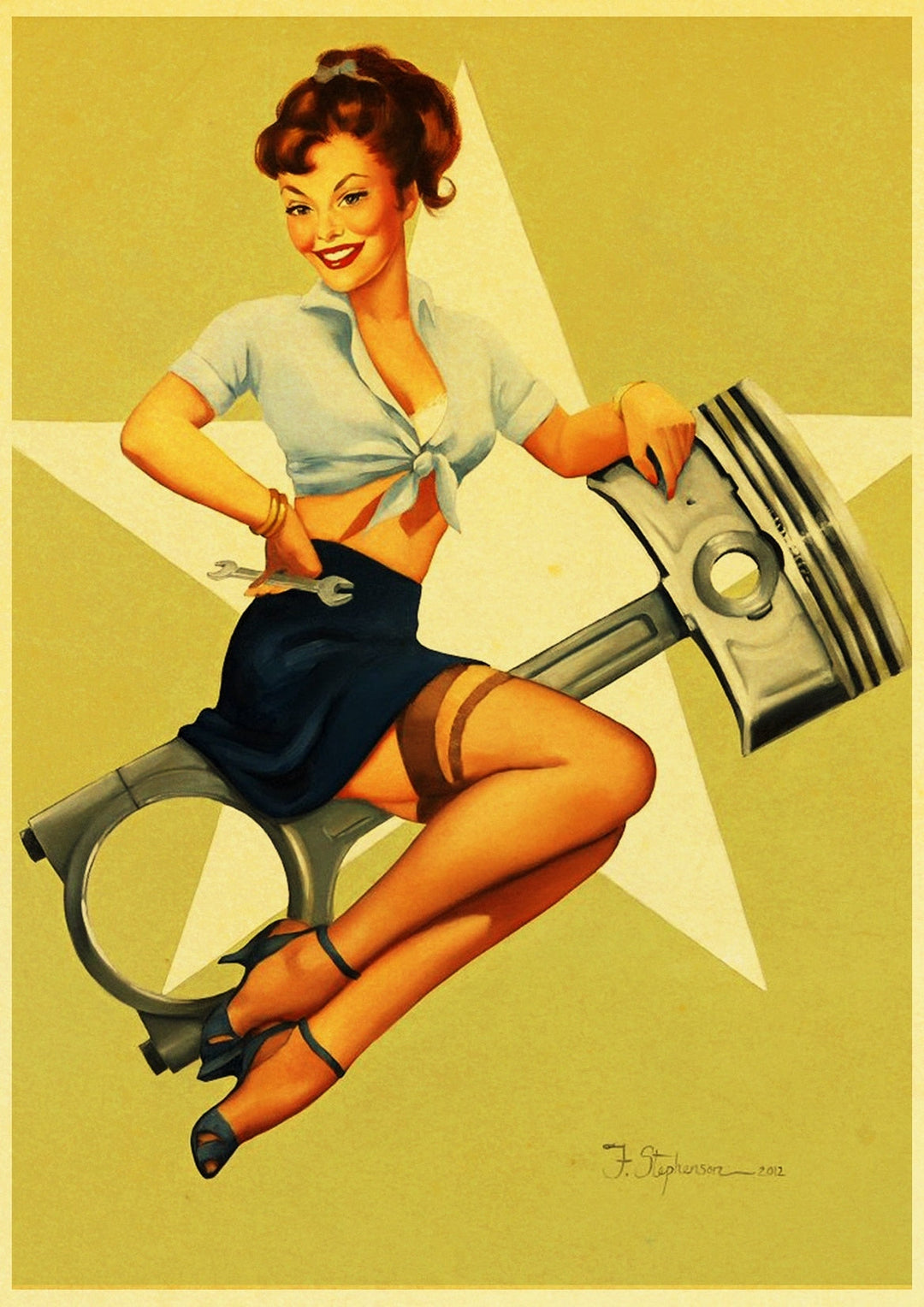 Vintage "Cleaner And Closer Shave" Paper Pin-Up Poster