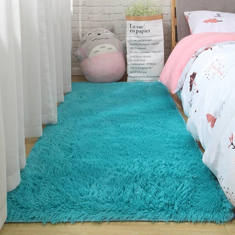 Teal Fluffy Area Rug