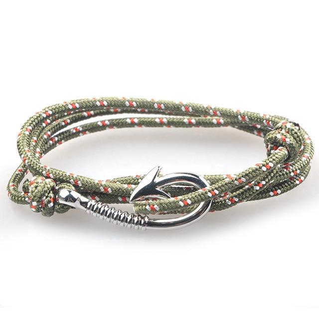 Pacific Nautical Moss Patterned Hook Bracelet (Silver)