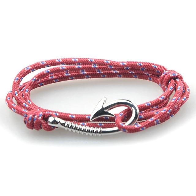 Pacific Nautical Orange Patterned Hook Bracelet (Silver)