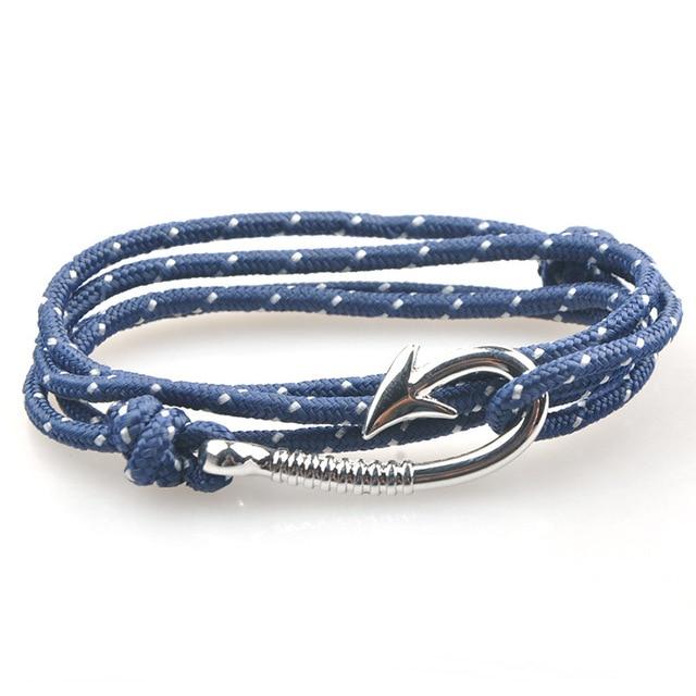 Pacific Nautical Blue Hook Bracelet (Silver)