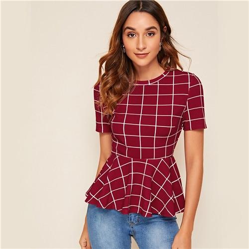 Karlee Plaid Blouse - Burgundy