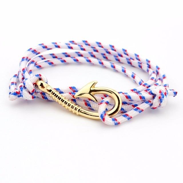 Pacific Nautical White Patterned Bracelet (Gold)