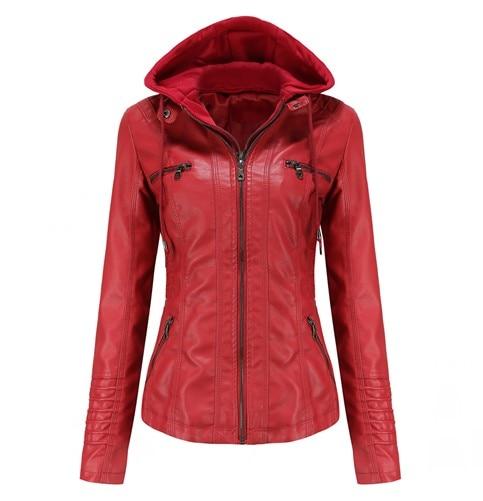 Paulie Vegan Leather Jacket - Red
