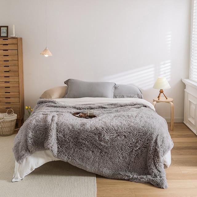 Light Grey Coral Knit Blanket