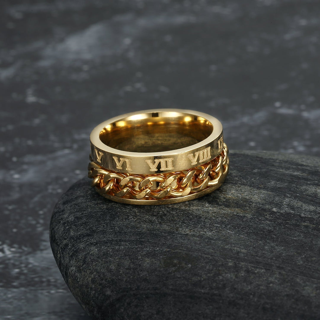 Nordic Pride Handcrafted Stainless Steel Rotating Rune Ring