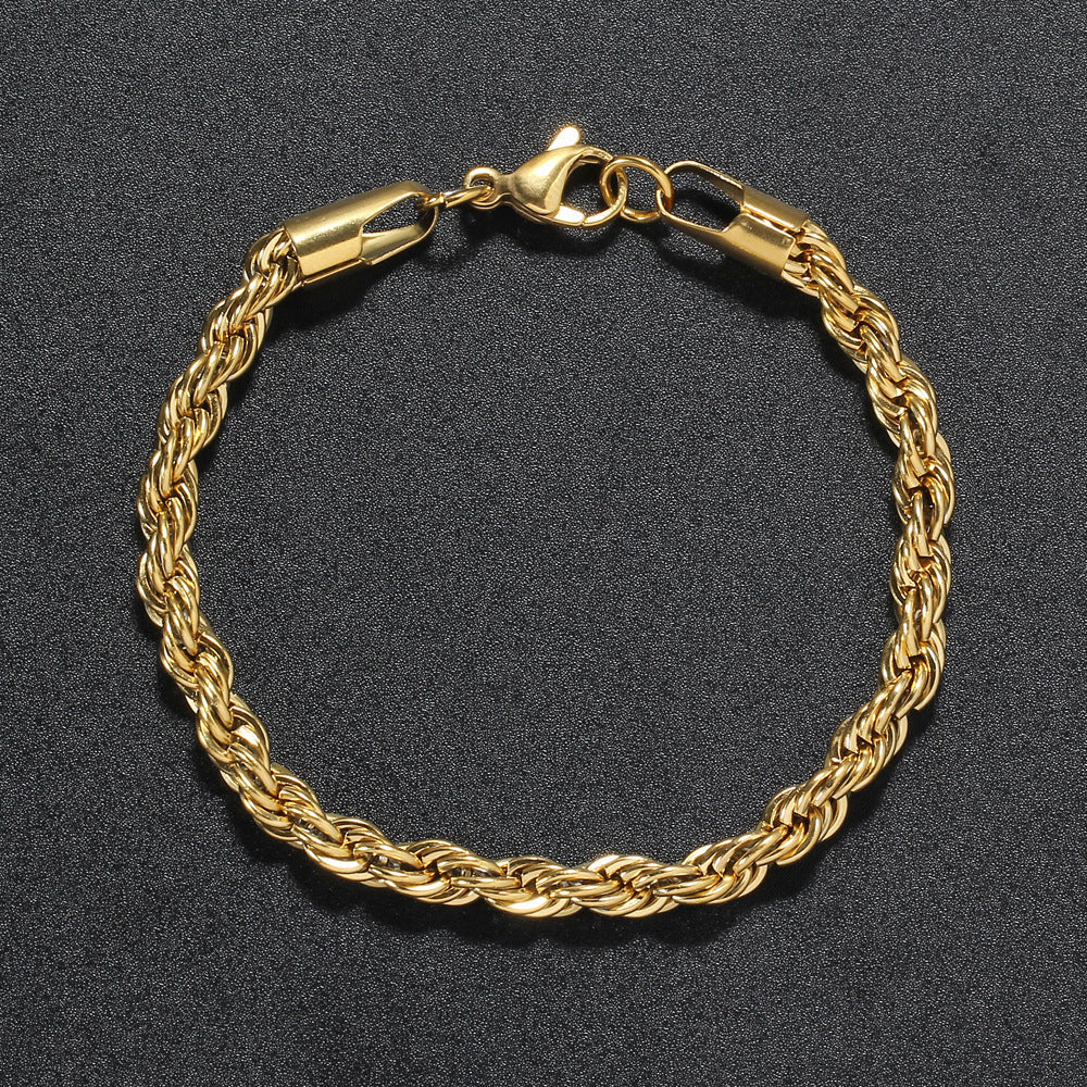 5mm 14K Gold Rope Bracelet