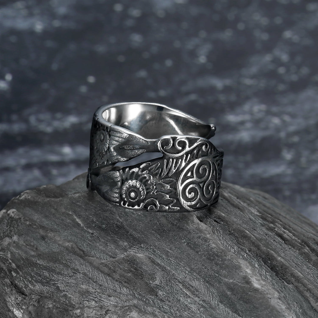 Nordic Pride Handcrafted Stainless Steel Adjustable Raven Ring