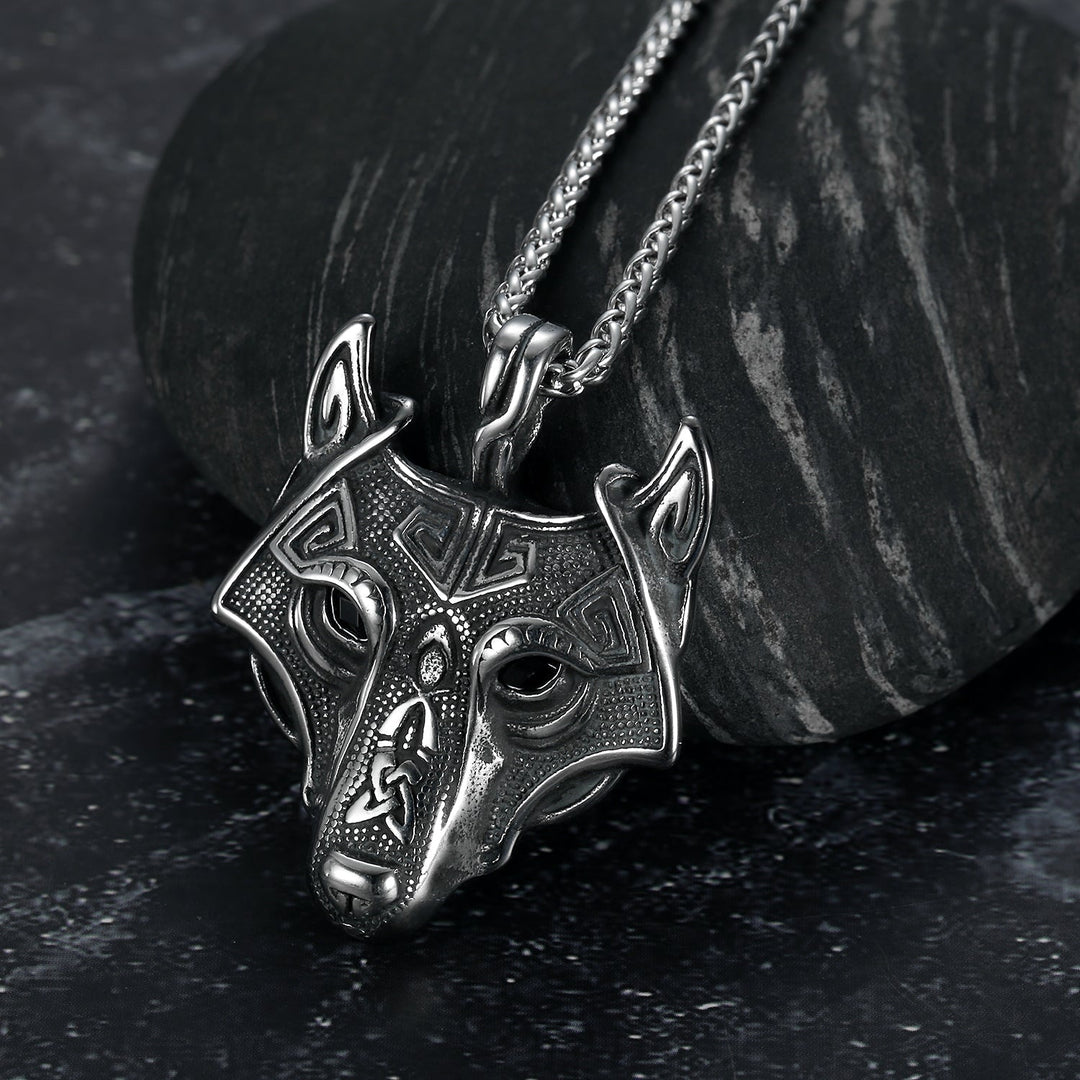 Nordic Pride Grey Wolf Head Nordic Pendant - Metal Chain