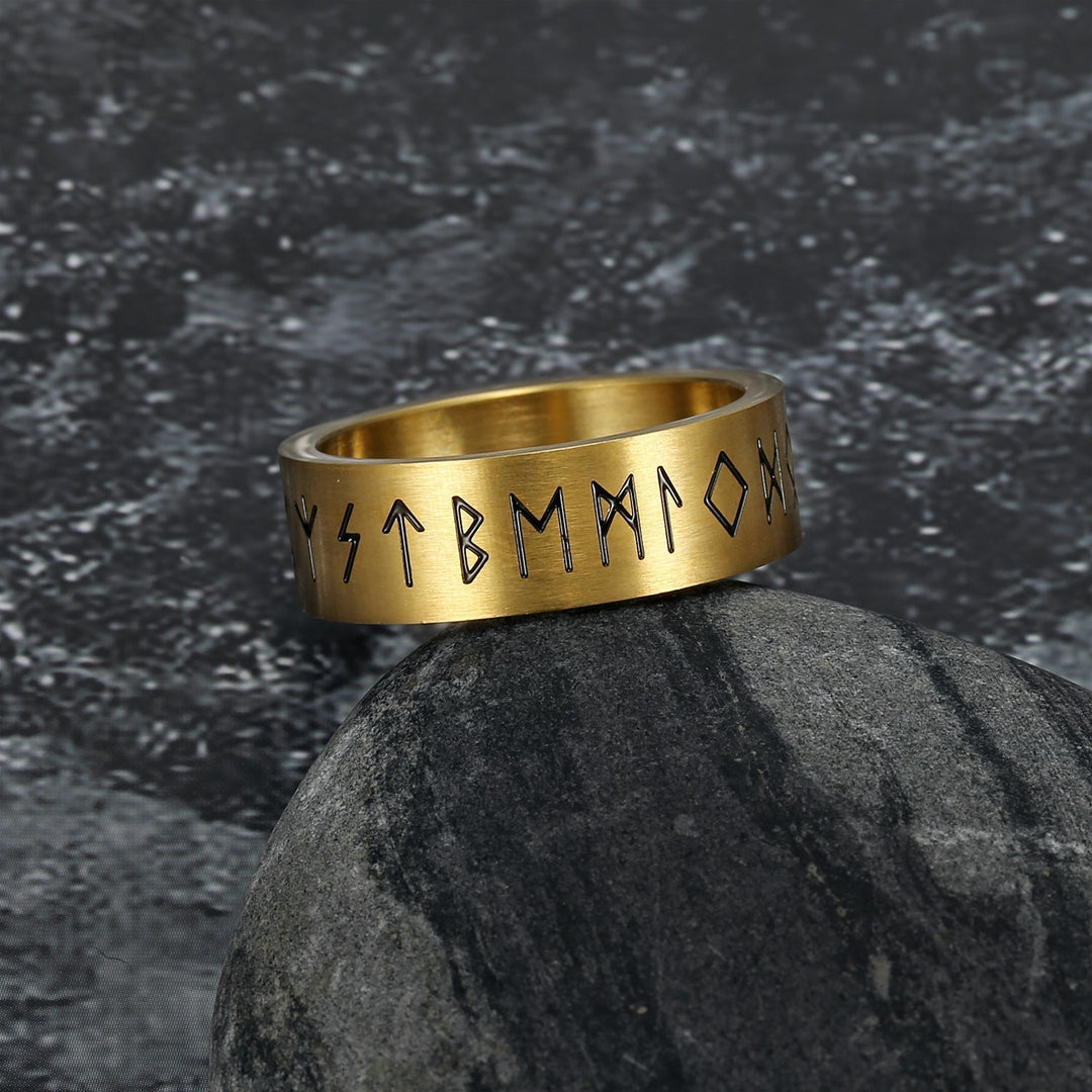 Nordic Pride Handcrafted Stainless Steel Wide Rune Ring