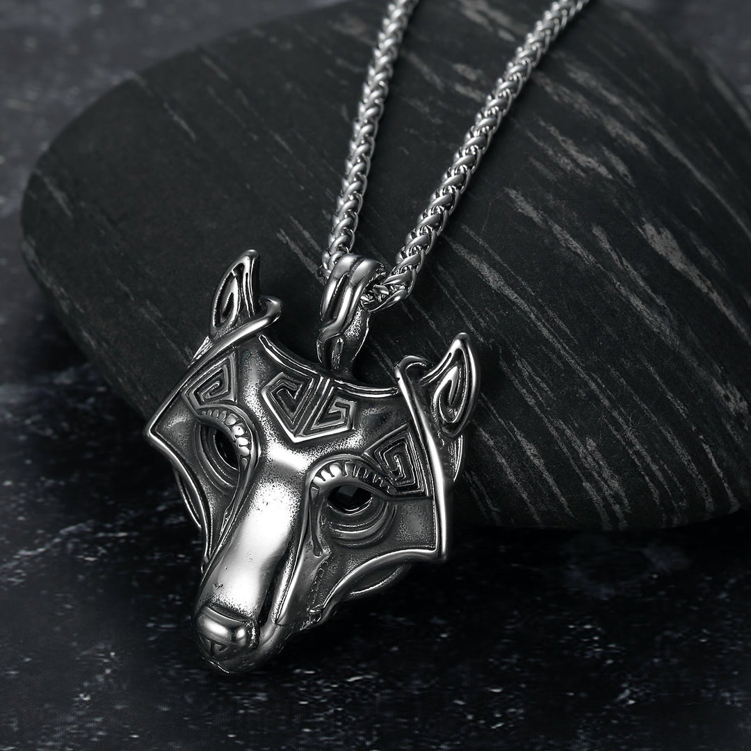 Nordic Pride Handcrafted Stainless Steel Fenrir Pendant on Handcrafted Stainless Steel Chain