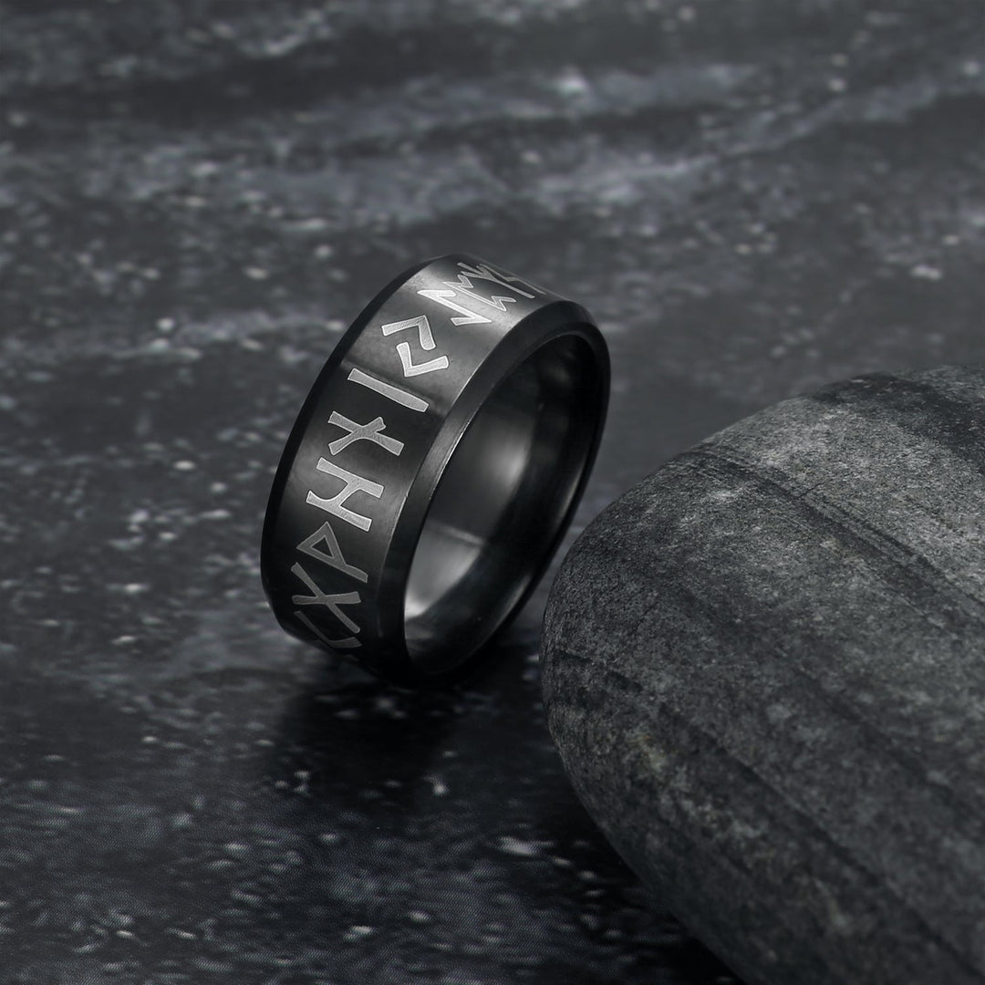 Nordic Pride Handcrafted Stainless Steel Runic Alphabet Ring
