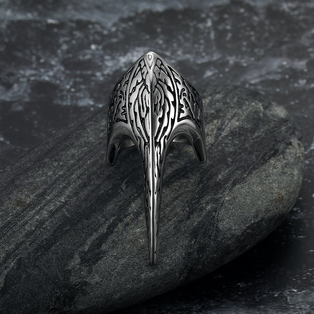Nordic Pride Handcrafted Stainless Steel Stylized Raven Skull Ring