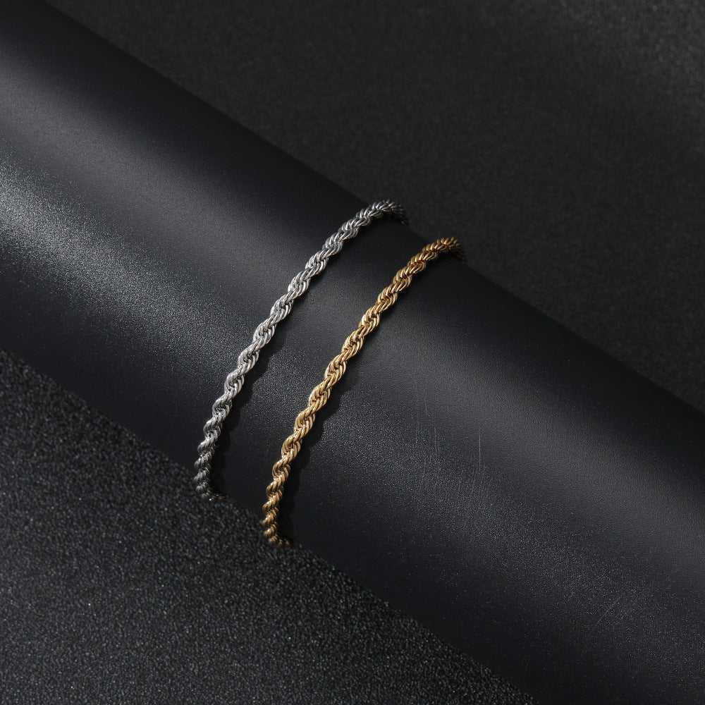 3mm 14K Gold Rope Bracelet