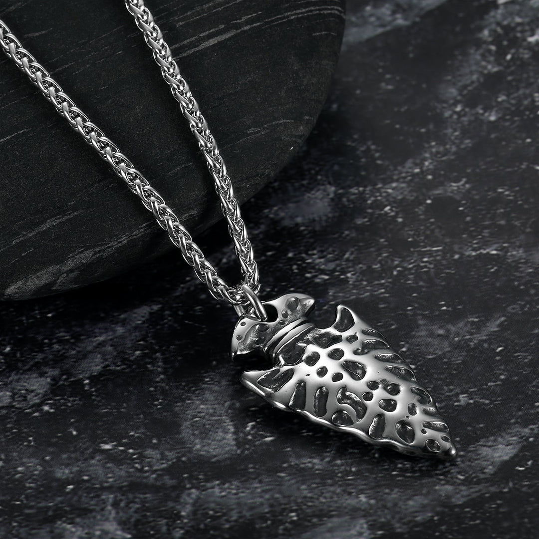 Nordic Pride Handcrafted Stainless Steel Nordic Spear Head Pendant with Helm of Terror