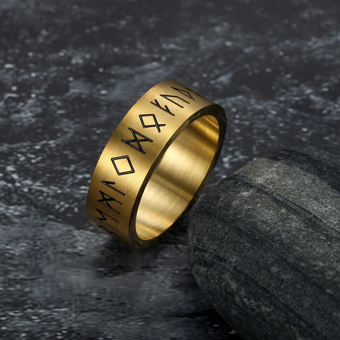 Nordic Pride Handcrafted Stainless Steel Wide Rune Ring