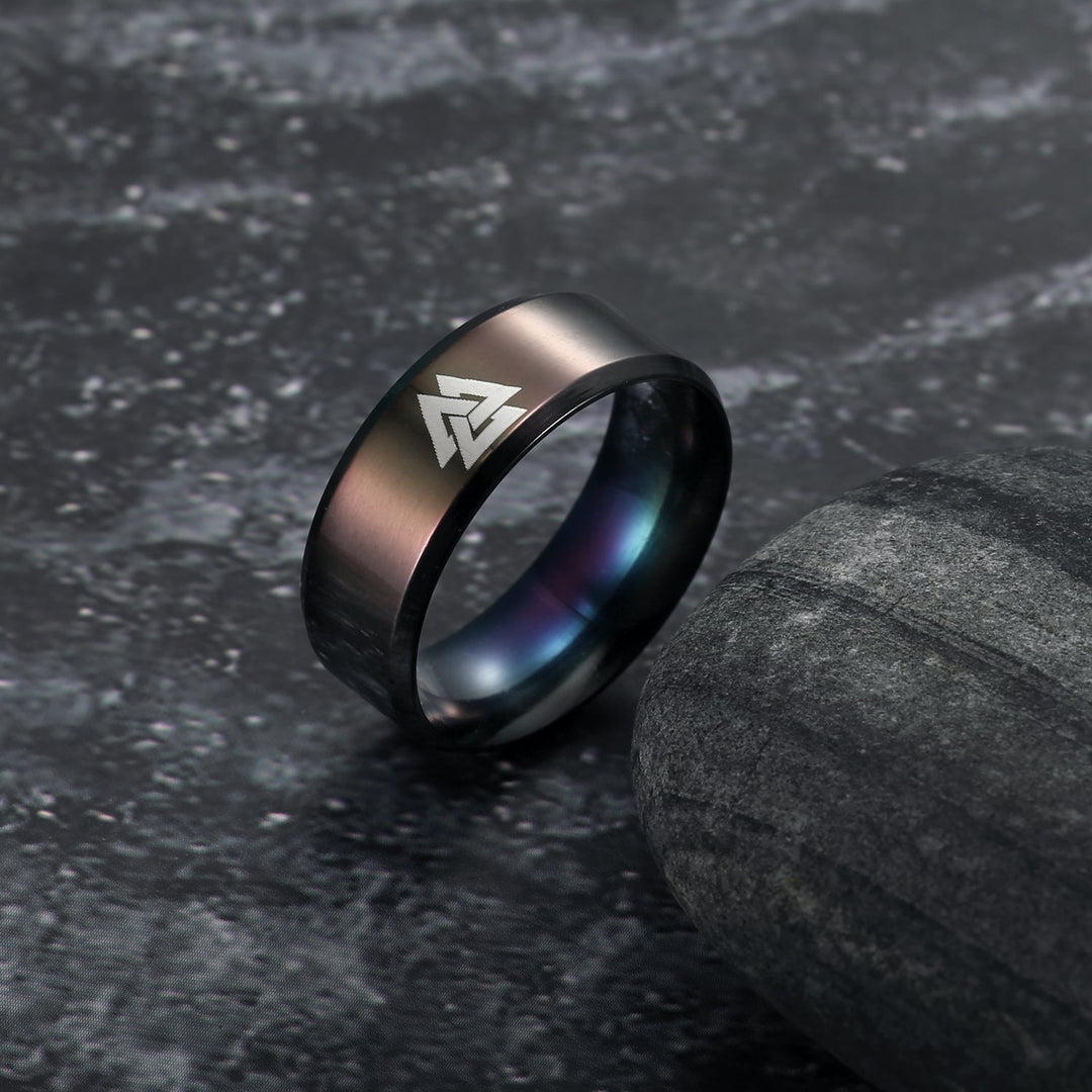 Nordic Pride Black Handcrafted Stainless Steel Valknut Symbol Ring