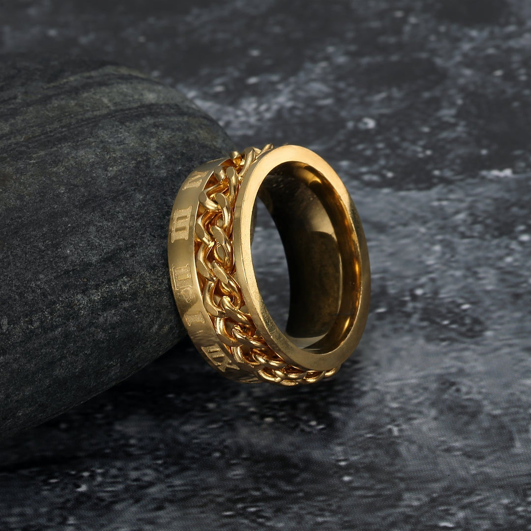 Nordic Pride Handcrafted Stainless Steel Rotating Rune Ring