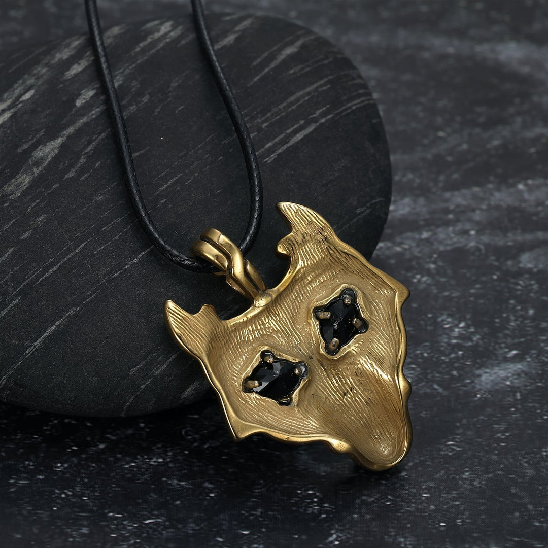 Nordic Pride Norse Grey Wolf Head Pendant & Chain - Leather Chain