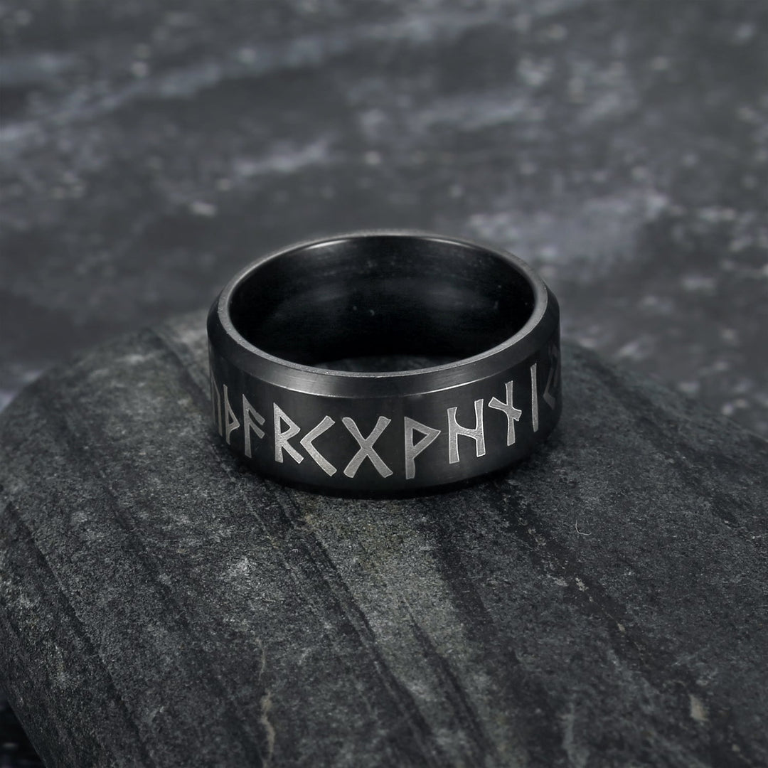 Nordic Pride Handcrafted Stainless Steel Runic Alphabet Ring