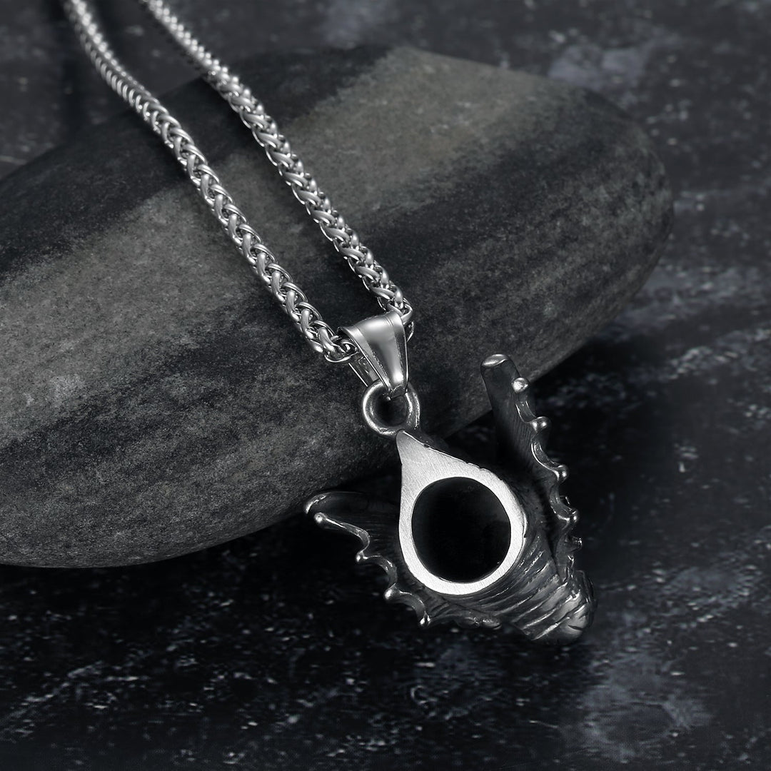 Nordic Pride Handcrafted Stainless Steel Basilisk Head Pendant & Chain
