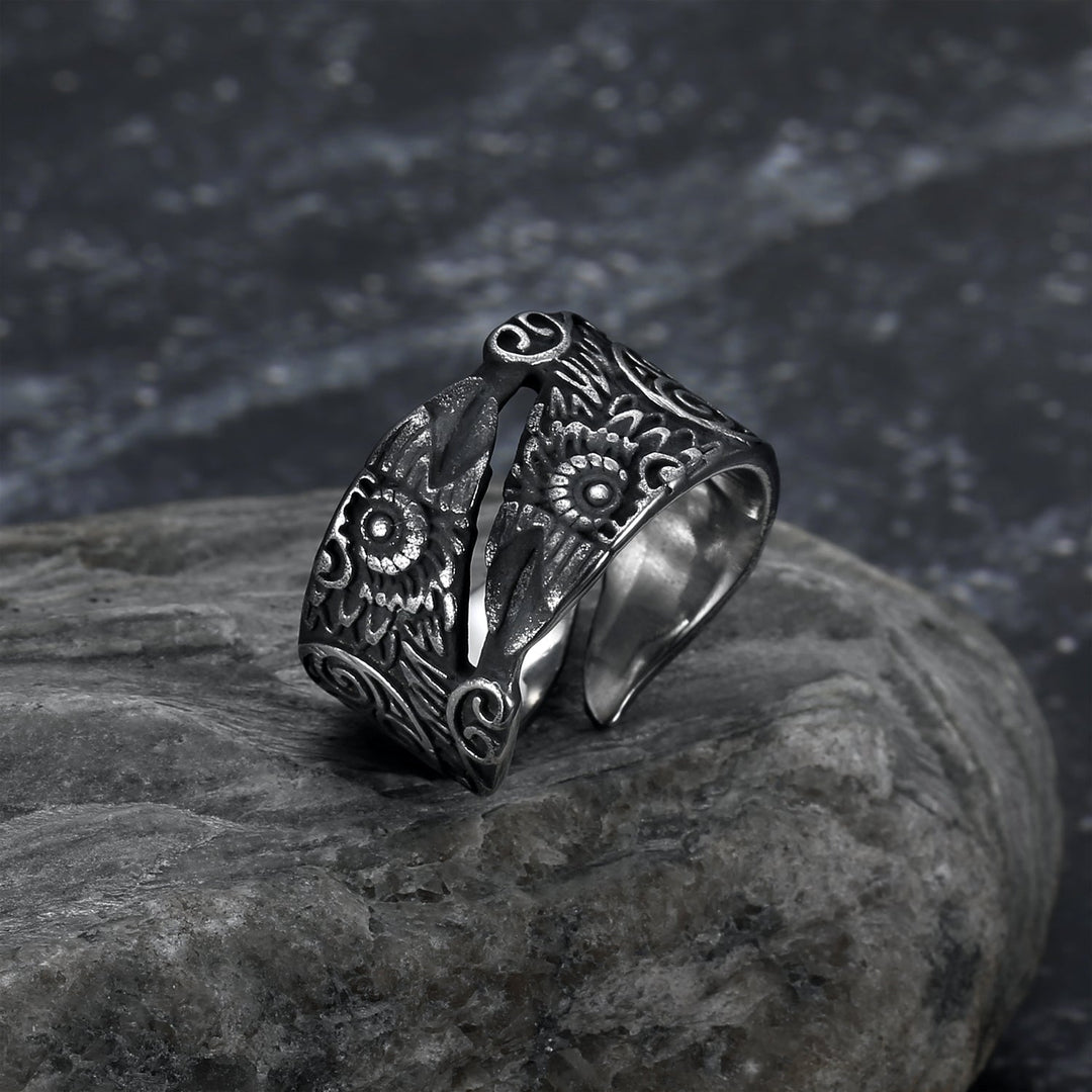 Nordic Pride Handcrafted Stainless Steel Adjustable Raven Ring