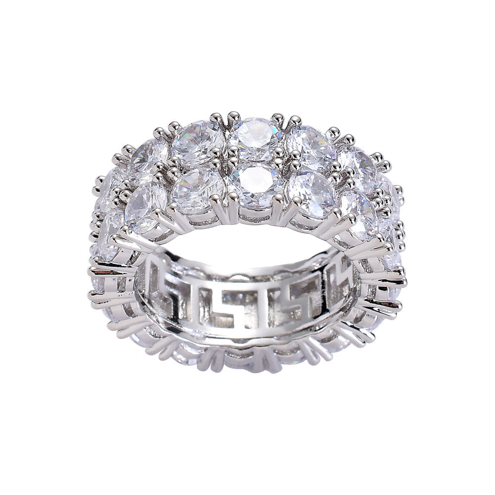 Double-Row Brilliant-Cut Ring in White Gold
