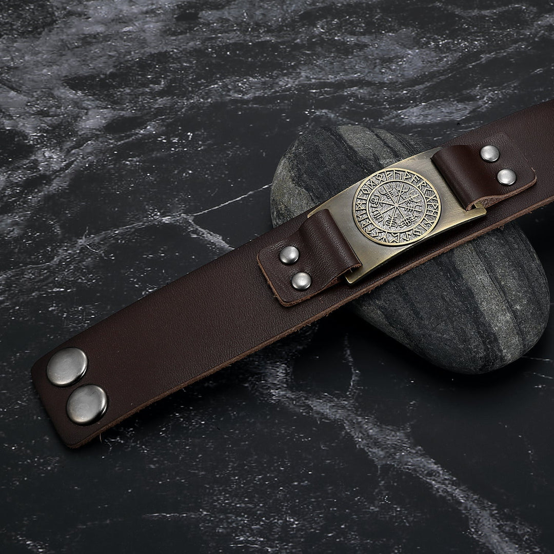 Nordic Pride Leather Nordic Icelandic Stave Arm Cuff