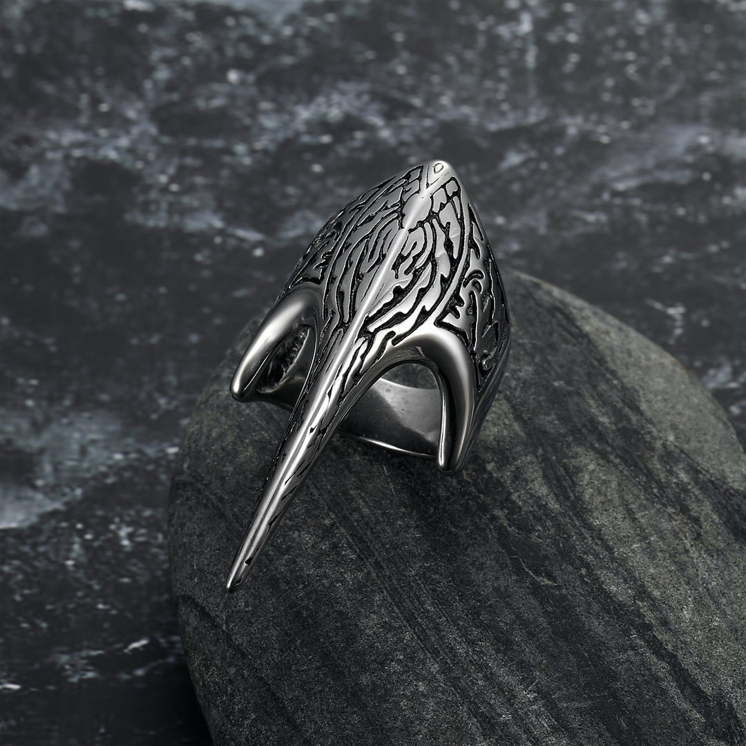 Nordic Pride Handcrafted Stainless Steel Stylized Raven Skull Ring