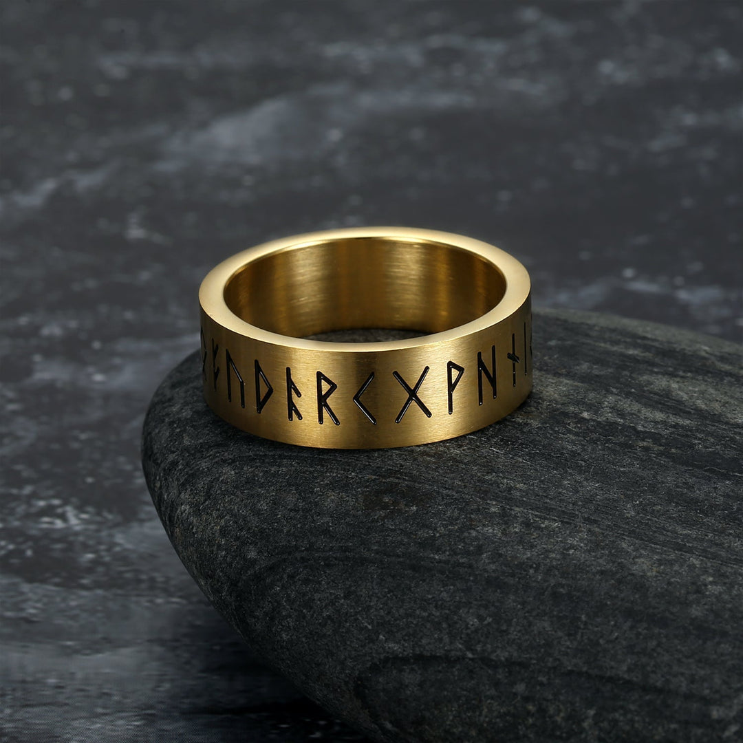 Nordic Pride Handcrafted Stainless Steel Wide Rune Ring