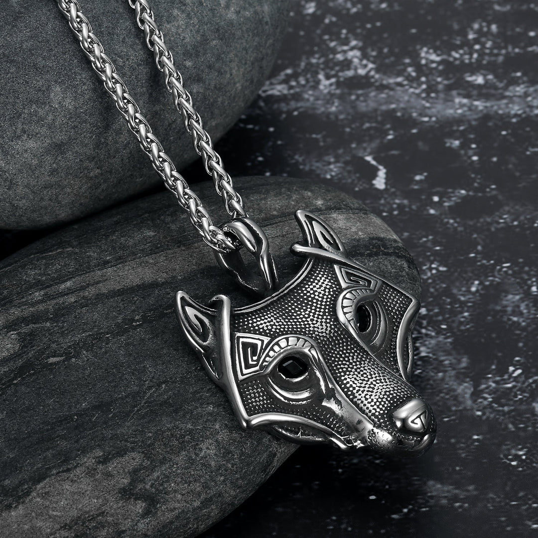Nordic Pride Handcrafted Stainless Steel Fenrir Pendant on Handcrafted Stainless Steel Chain