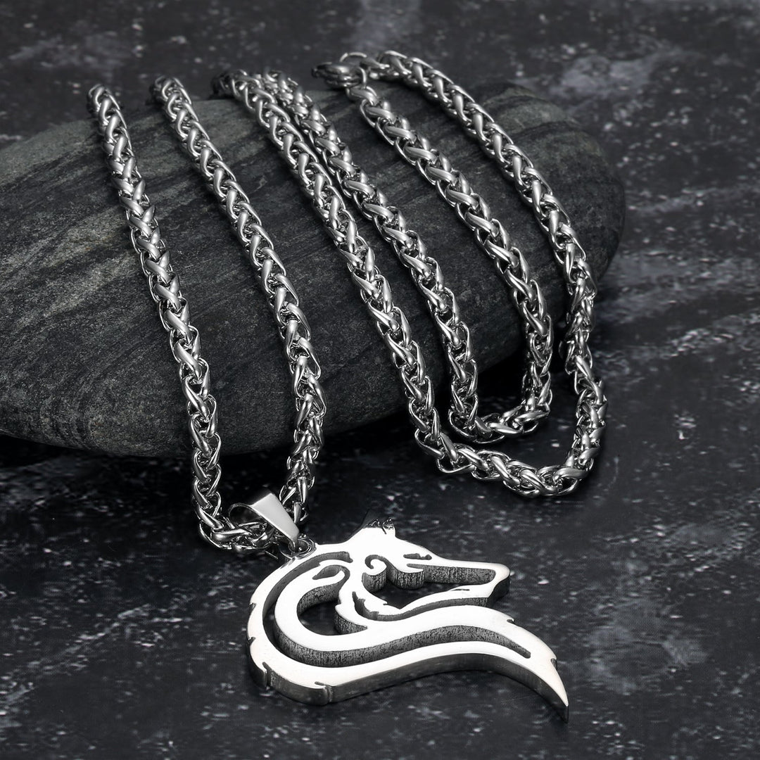 Nordic Pride Handcrafted Stainless Steel Odin's Grey Wolf Head Pendant