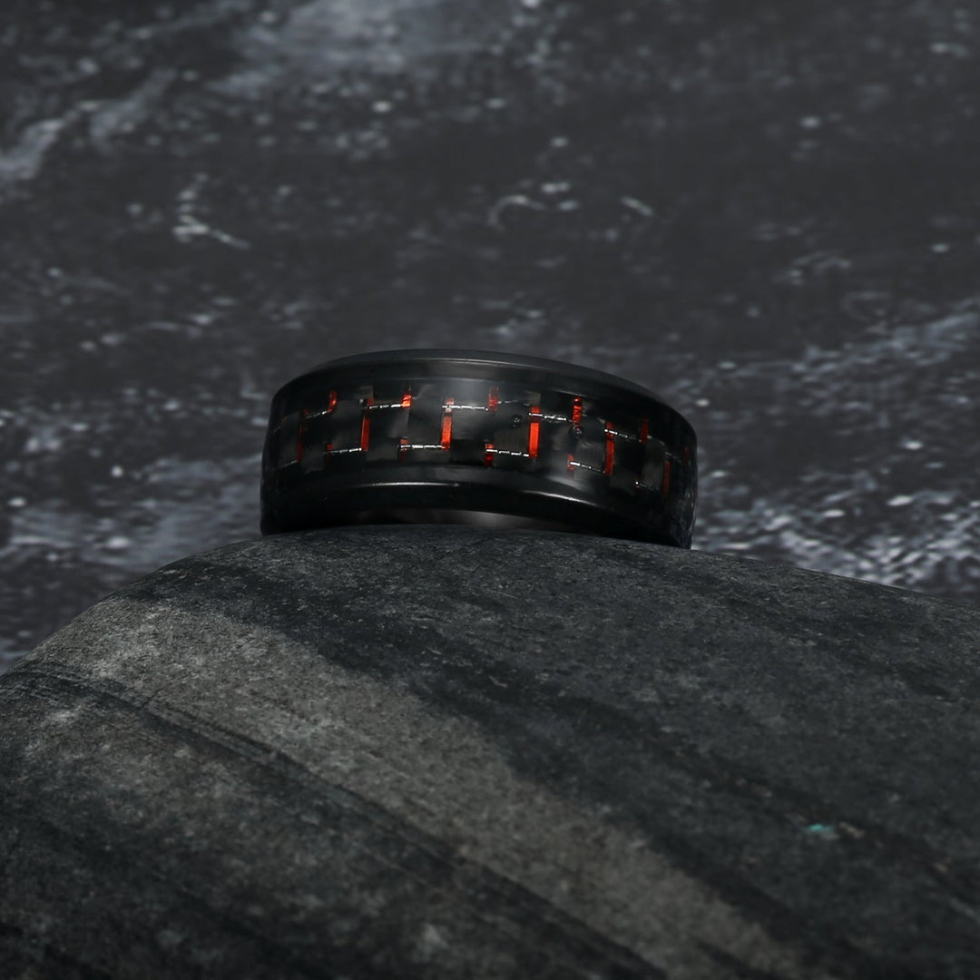 Nordic Pride Carbon Fibre Basilisk Scale Nordic Wedding Rings