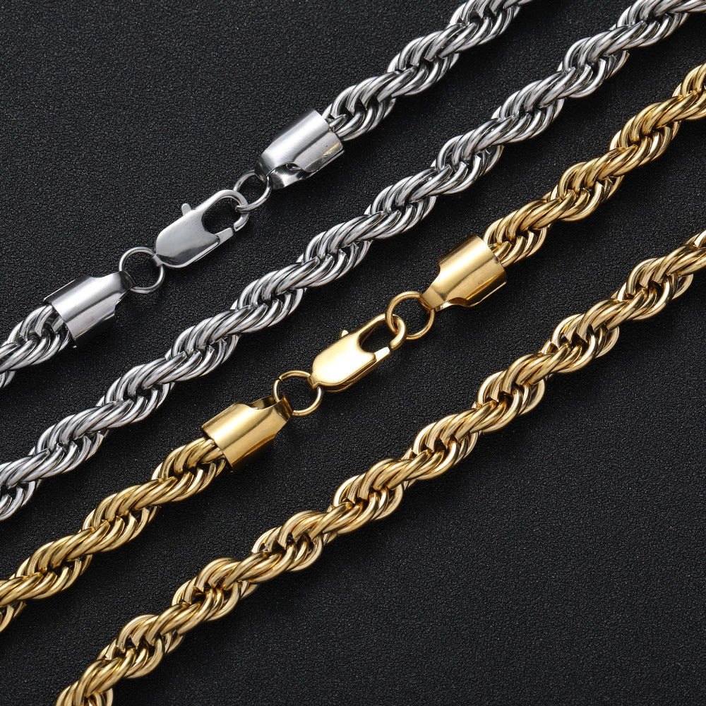 8mm White Gold Rope Bracelet
