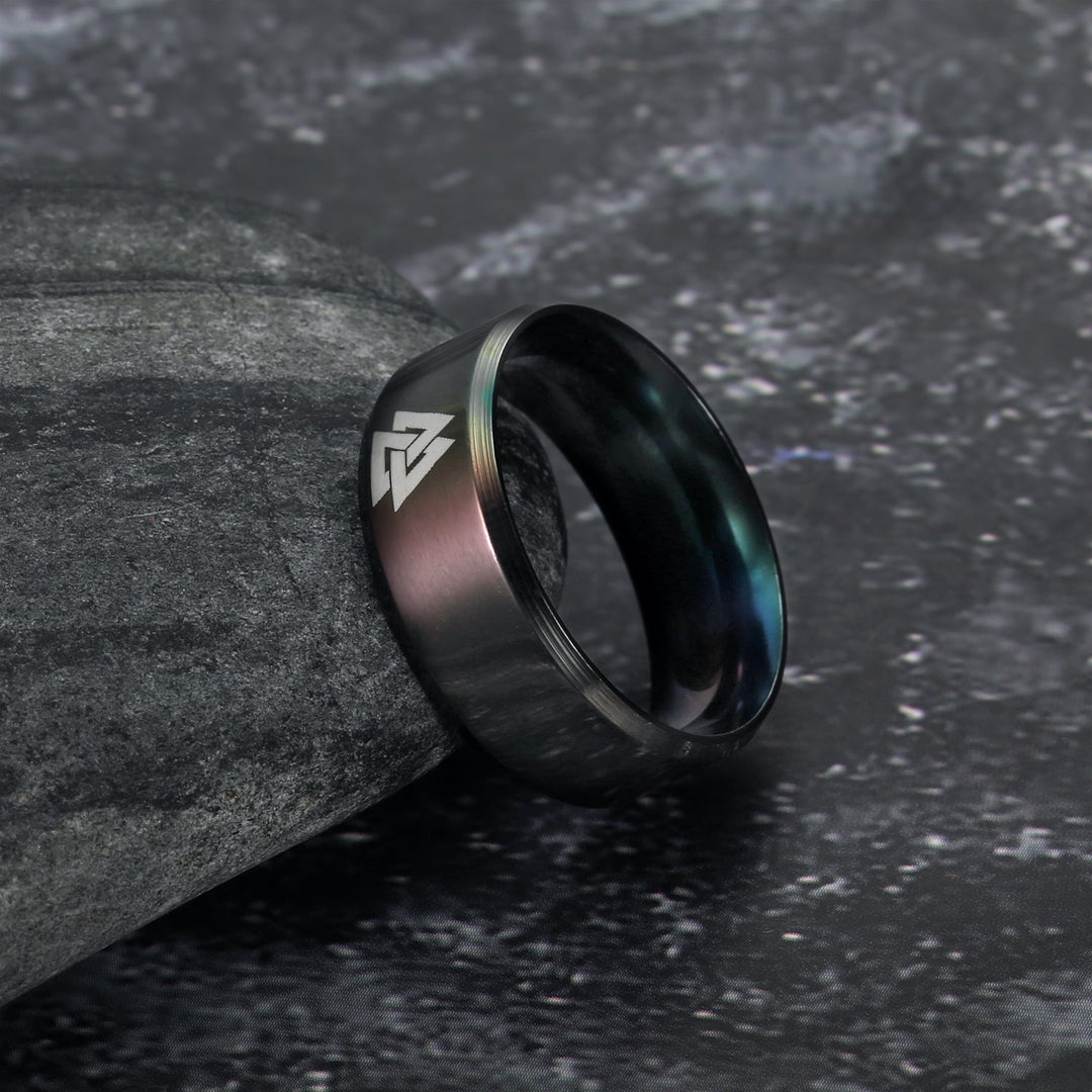 Nordic Pride Black Handcrafted Stainless Steel Valknut Symbol Ring