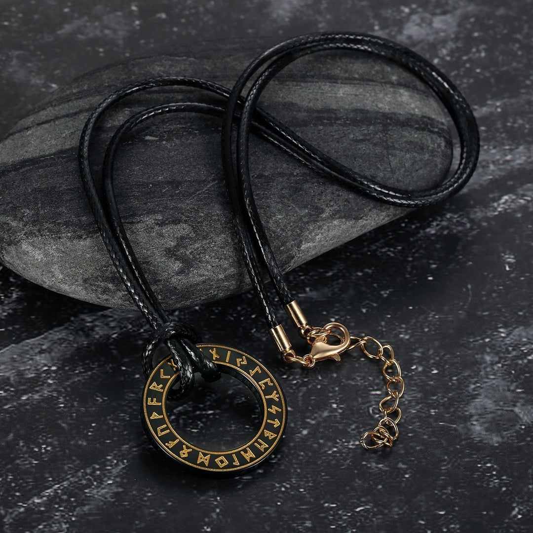 Nordic Pride Circular Horn Rune Pendant & Chain