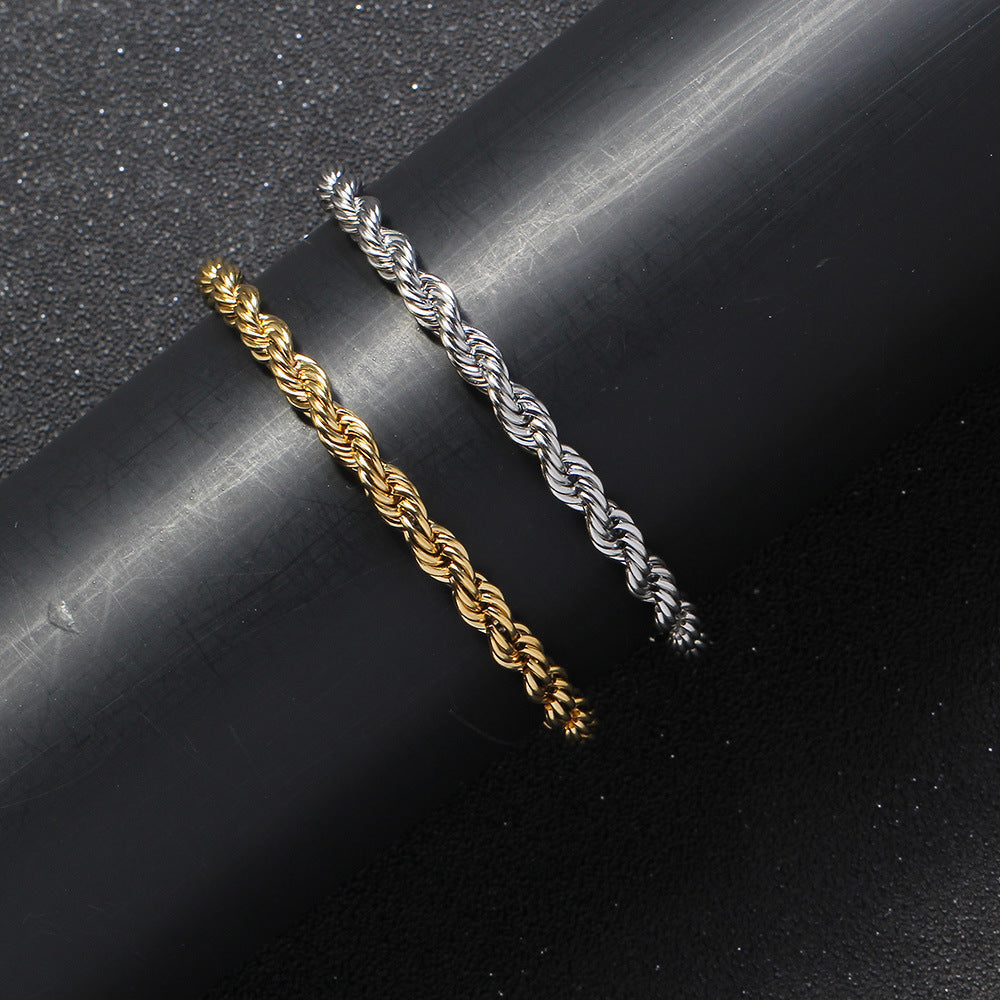 5mm White Gold Rope Bracelet