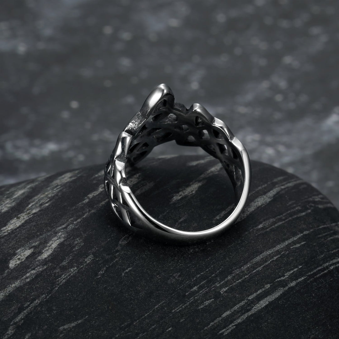 Nordic Pride Handcrafted Stainless Steel Triquetra and Celtic Knot Ring