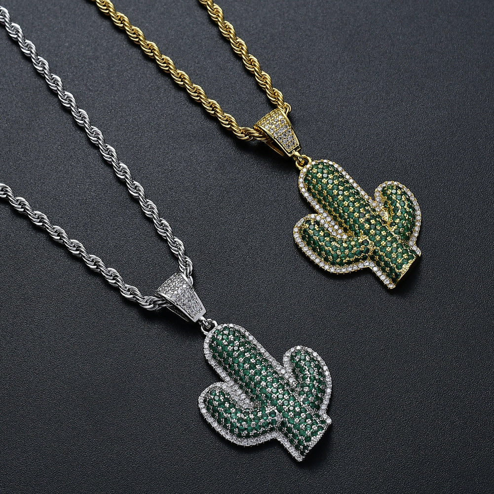 Iced Cacti Pendant in 14K Gold